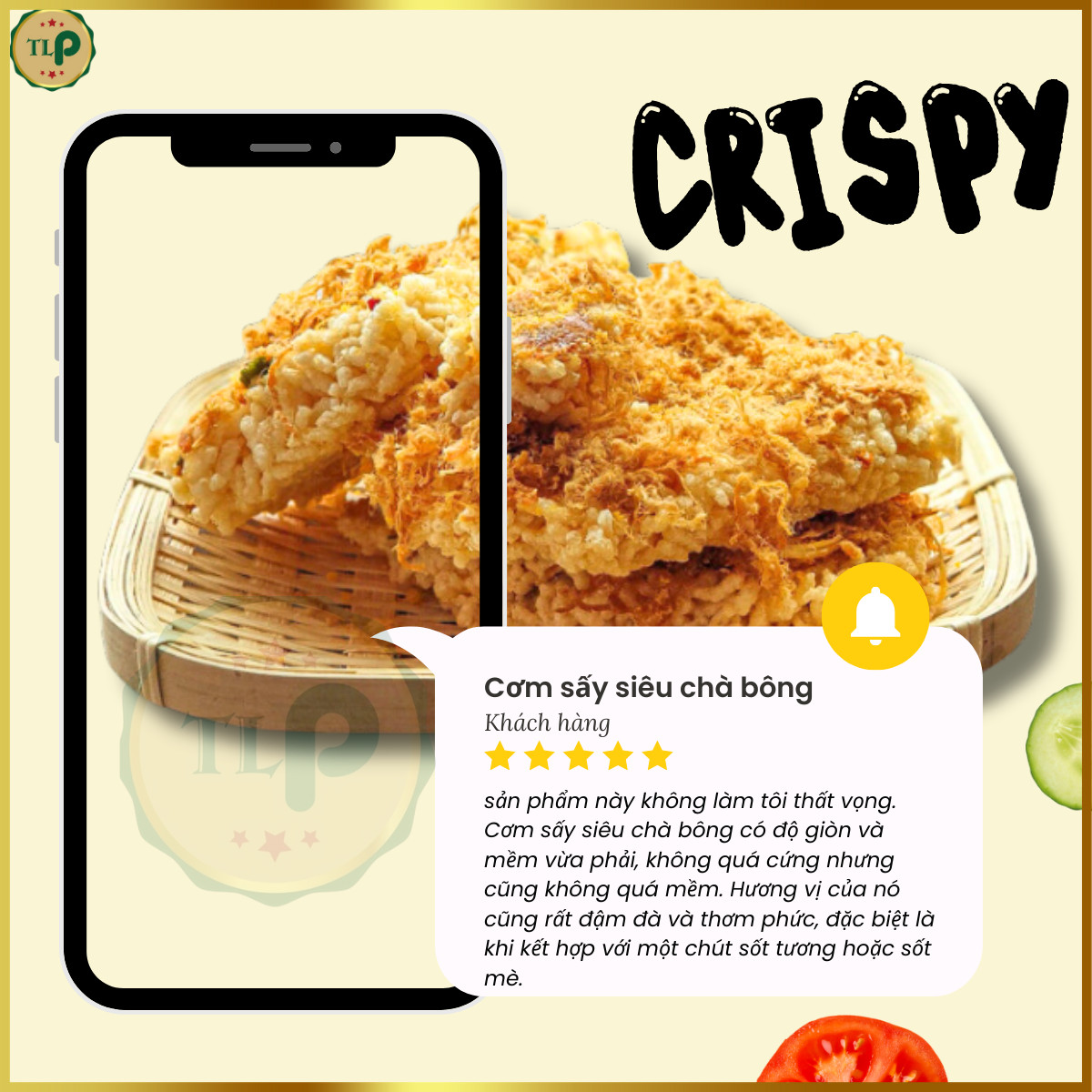 CƠM SẤY CHÀ BÔNG TÂN LỘC PHÁT COMBO 2 BỊCH - MỖI BỊCH 130G