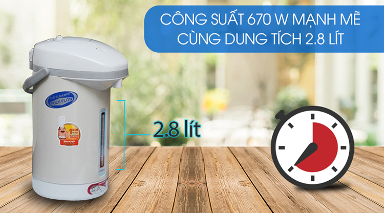 Bình Thủy Điện Sharp KP-31BTV (2.8L) - Trắng - Hàng chính hãng