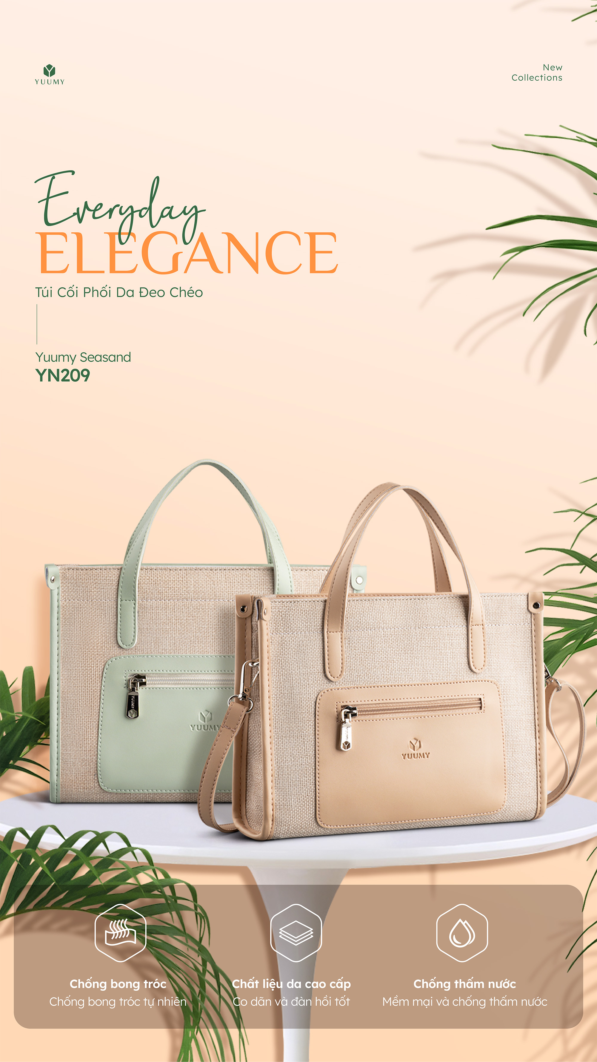 Túi Yuumy ( Thời trang nữ mini cói phối màu - Túi đeo chéo da Seasand YN209 )