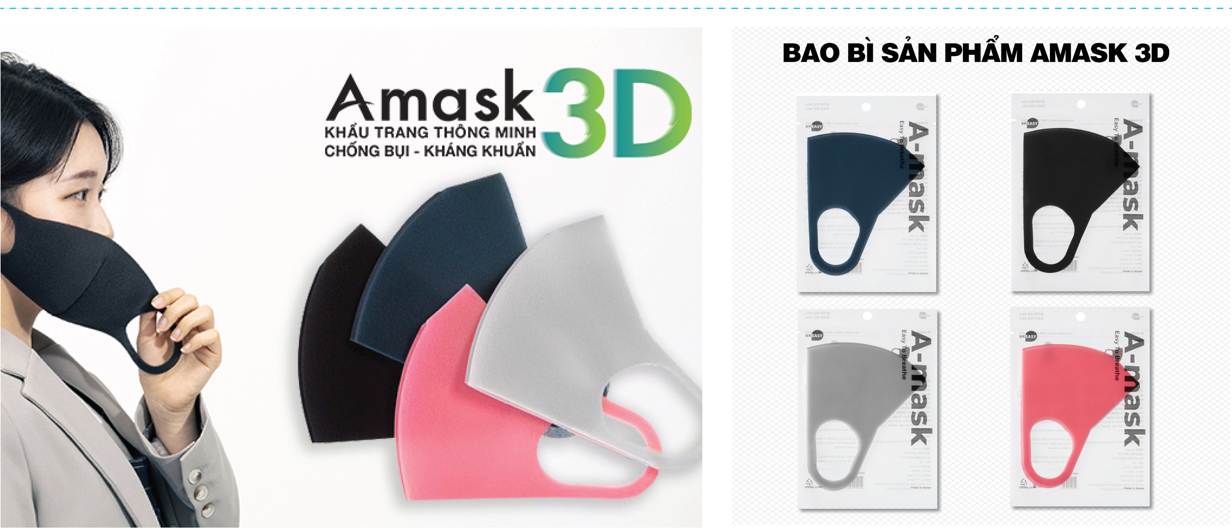 Combo 10 cái Khẩu Trang Amask 3D - Kháng Khuẩn - Lọc Bụi Mịn - Tái Sử Dụng Nhiều Lần 2