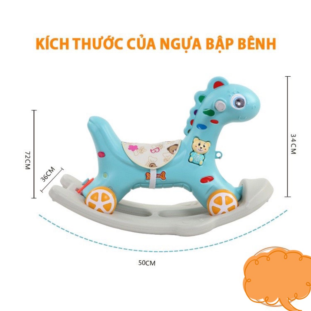 ngựa bập bênh có bánh xe - có bộ phát nhạc - ngựa chòi chân cho bé 4