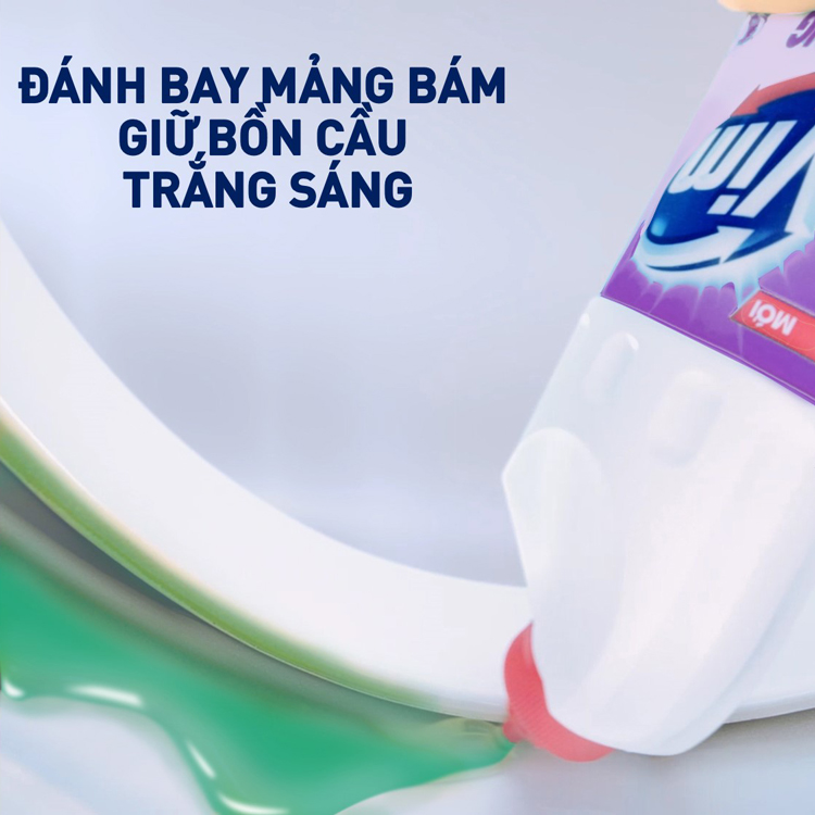Gel Tẩy Rửa Bồn Cầu Và Nhà Tắm Vim Trắng Sáng Hương Oải Hương Dịu Mát Chai 475ml