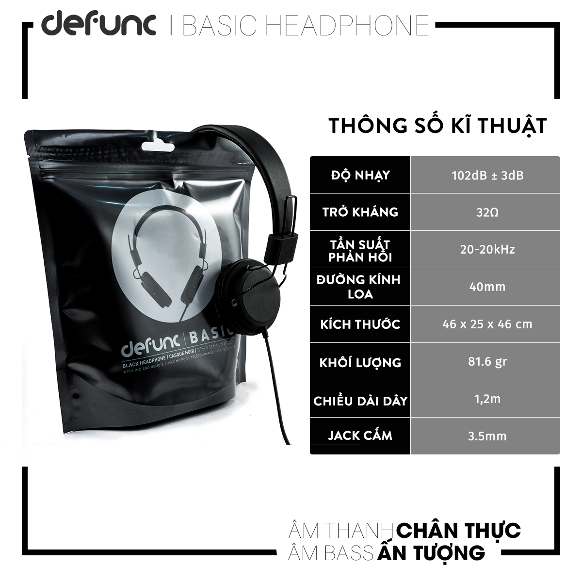 Tai Nghe Chụp Tai DeFunc Basic Headphone - Hàng Chính Hãng