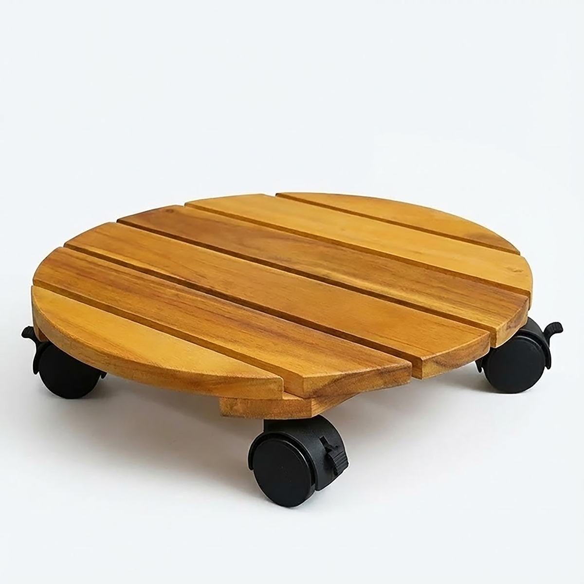 Đế Lót Chậu Cây Có Bánh Xe Thương Hiệu ANKAN, Đế Để Chậu Cây, Có Bánh Xe, Mặt Tròn Bằng Gỗ Tràm, Màu Vàng Đường Kính 30 Cm, Tải Trọng 80kg - Dễ Dàng Đẩy Cây Ra Ngoài Phơi Nắng, Dọn Dẹp Sân Vườn Khi Trời Mưa