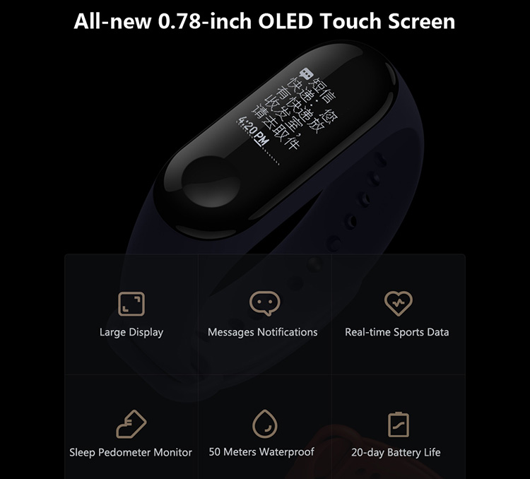Xiaomi Mi Band 3 Smart Sports Bracelet Tracker Heart Rate Sleep Monitor Call Reject Intelligent Remind Fitness Pedometer