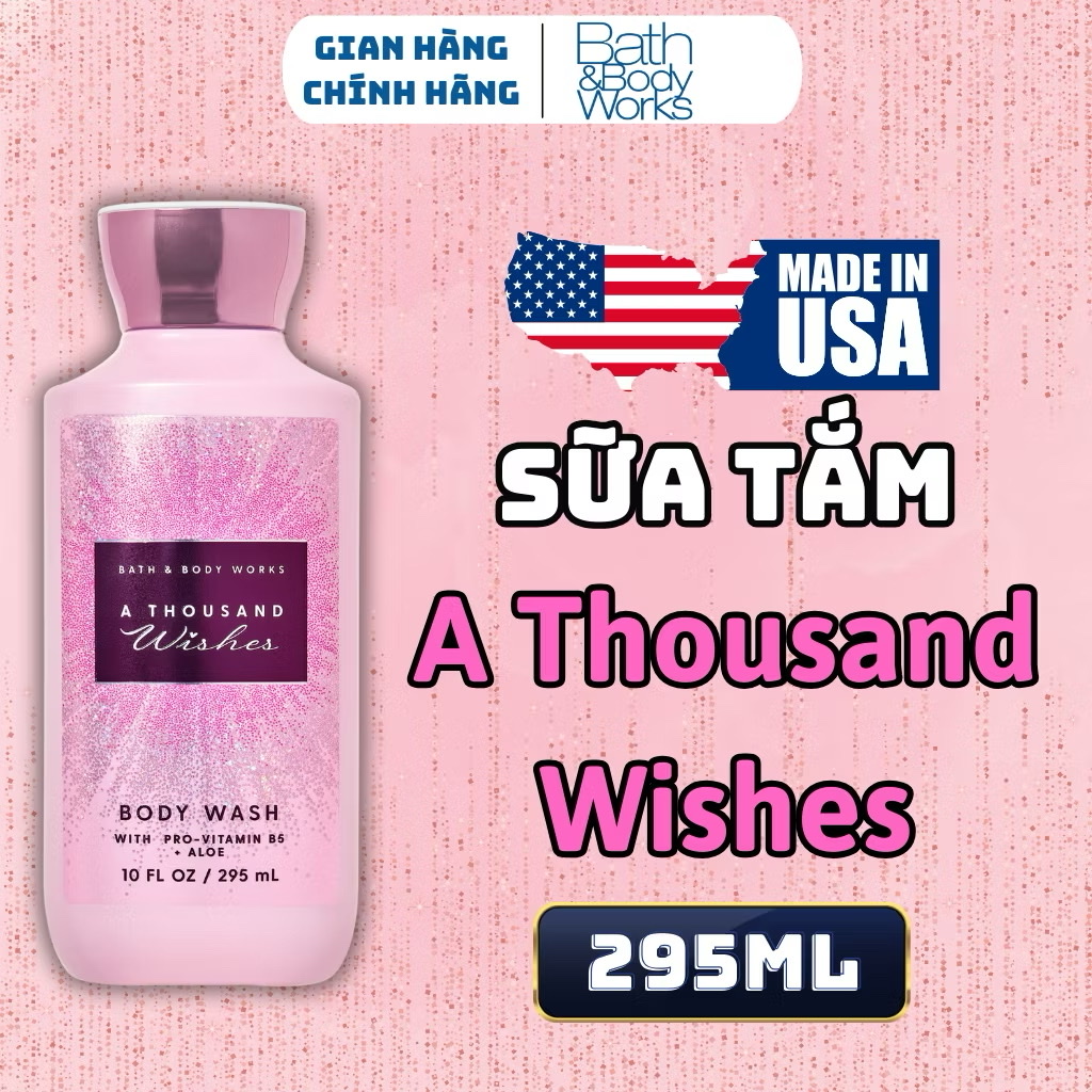 Body Mist Bath And Body Works Nam Nữ Chính Hãng A Thousand Wishes, Xịt Thơm Body Toàn Thân Hương Nước Hoa 236ml