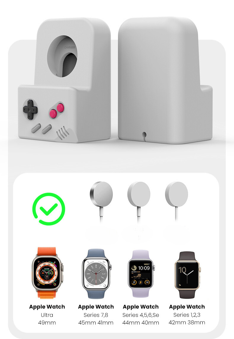 Giá Đỡ Dành Cho Dock Sạc Apple Watch Ultra/ Apple Watch Series 1-9/SE/SE 2022, Kai.N Gameboy Silicone Stand_ Hàng chính hãng
