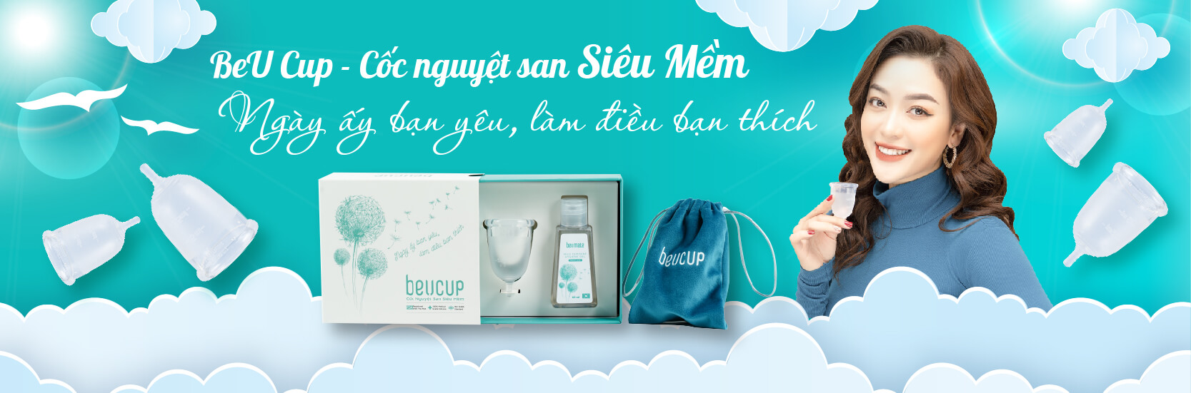 Bộ Cốc Nguyệt San BeUCup SIÊU MỀM Thiết Kế Dành Riêng Cho Phụ Nữ Việt (Tặng lắc tay bạc non xinh xắn) 1