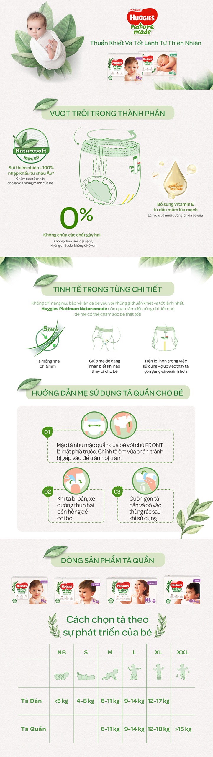 Tã/Bỉm dán sơ sinh Huggies Platinum NatureMade - Gói Super Jumbo S82/ NB60 - Hàng chính hãng