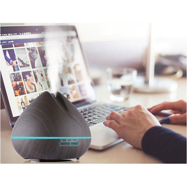 Máy Khuếch Tán Tinh Dầu Quả Đào Gỗ Nâu Lorganic Fx2025 + Tinh Dầu Sả Chanh Lgn0276 (10ml)