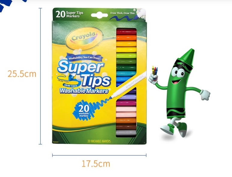 Crayola 20 colors washable thin rod watercolor pen children's painting color pen 58-8106