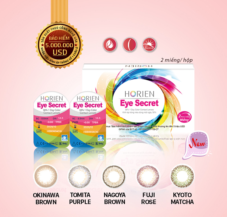 Cặp Kính Áp Tròng Dùng 1 Ngày Eye Secret KM1N - Fuji Rose