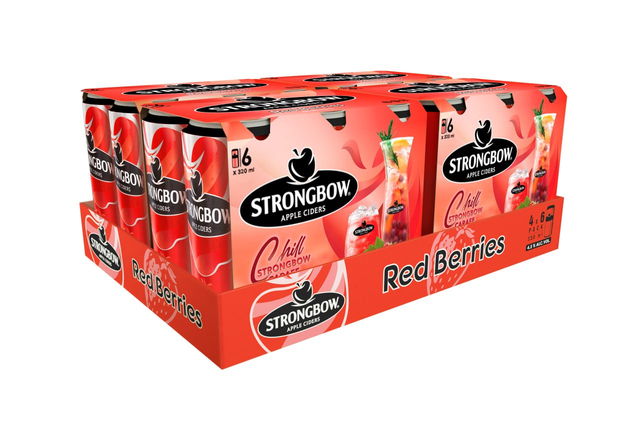 Thùng 24 Lon Nước Táo Lên Men Strongbow Vị Dâu Đỏ 320ml/lon