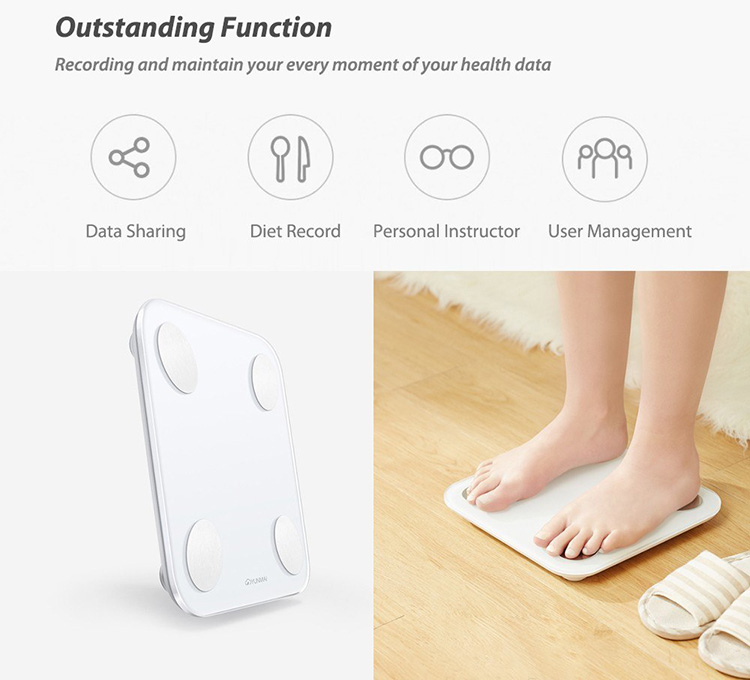 Xiaomi YUNMAI Mini 2 Smart Body Scale Balance Fat Weight Scales APP Control LED Digital Display Big Feet Pad Body Fat