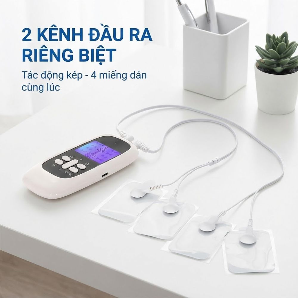 Máy Massage Xung Điện 4 Miếng Dán, 15 Mức Cường Độ, 8 Chế Độ, Giảm Đau Nhức, Tăng Cường Tuần Hoàn Máu Kachi MK46 - Hàng chính hãng