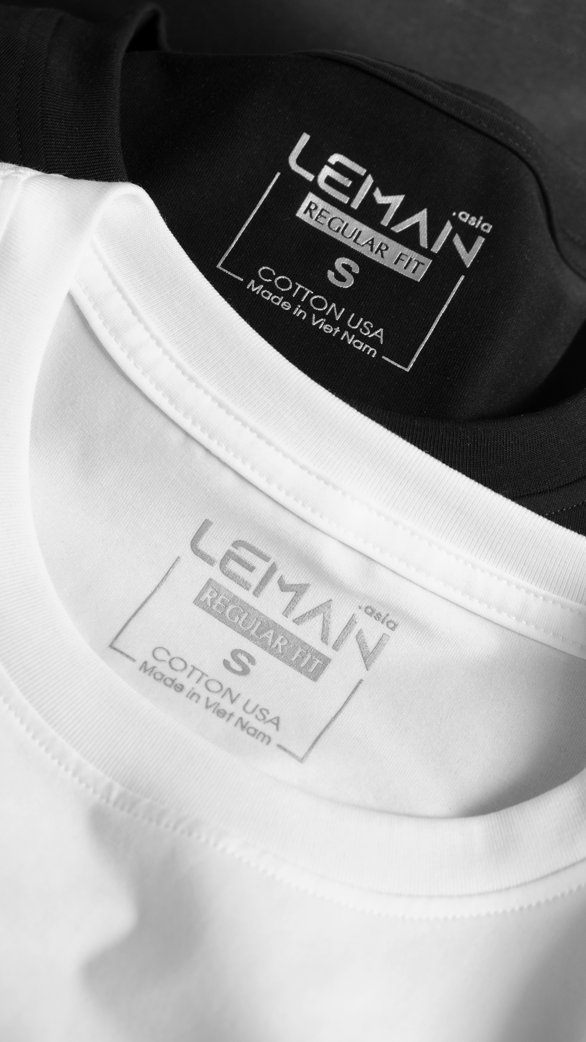 Áo thun nam T-Shirt Leman Cotton Compact màu đen Regular Form
