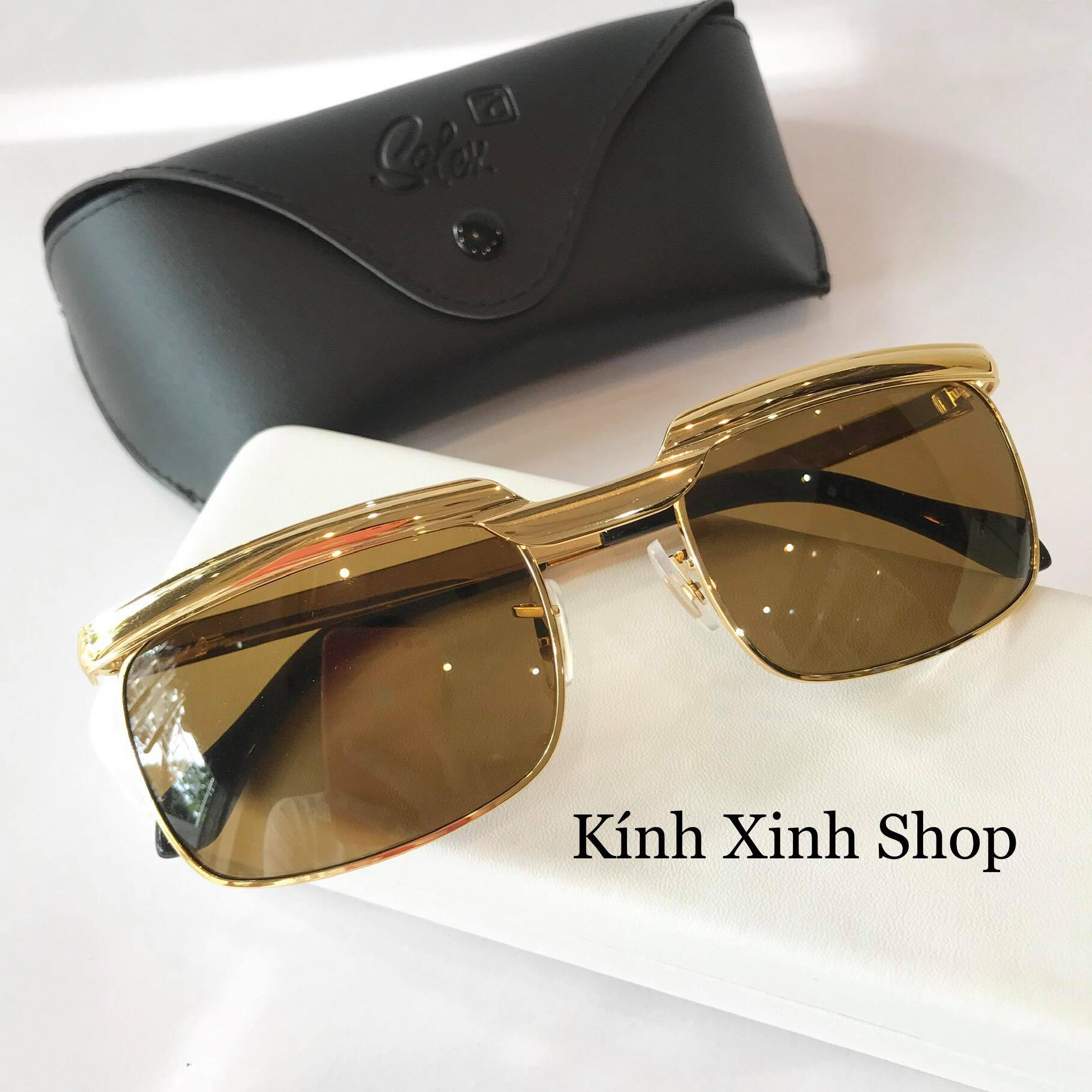 Kính mát, Kính râm Solex 14K Tròng Thủy Tinh Fullbox Phụ Kiện - Có thể đi Ngày và Đêm