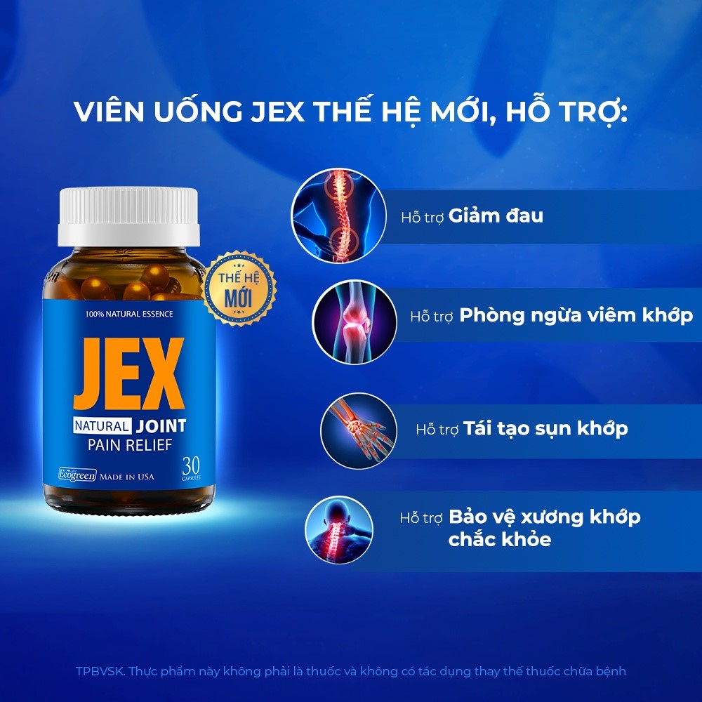 [Hộp 30v] Viên Uống Giảm Đau Xương Khớp JEX Ecogreen Tái Tạo Sụn Khớp
