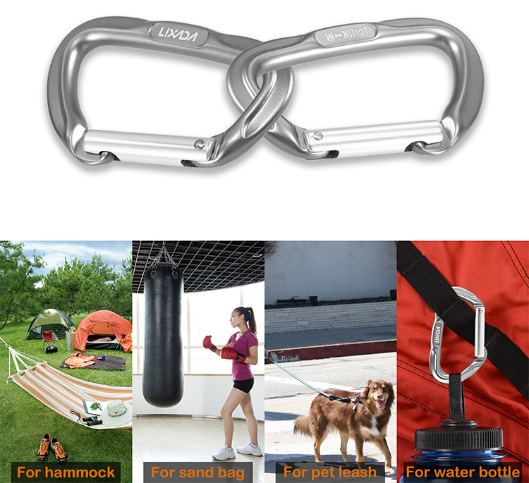 Lixada 24KN Straight Gate Carabiner Non-locking Climbing Carabiner Hammocks Backpacking Key Nose Carabiner