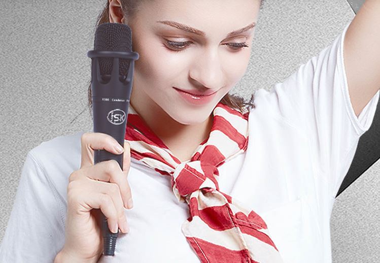 iSK E300 condenser microphone professional recording equipment national karaoke mobile computer shouting wheat universal anchor live broadcast special microphone white