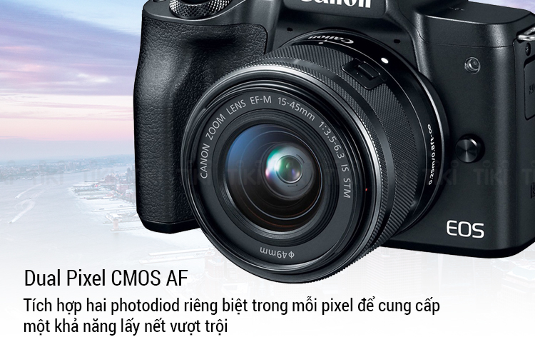 Combo Máy ảnh Canon M50 kit 15-45mm STM (Đen) - Hàng Chính Hãng + Thẻ 16GB + Túi