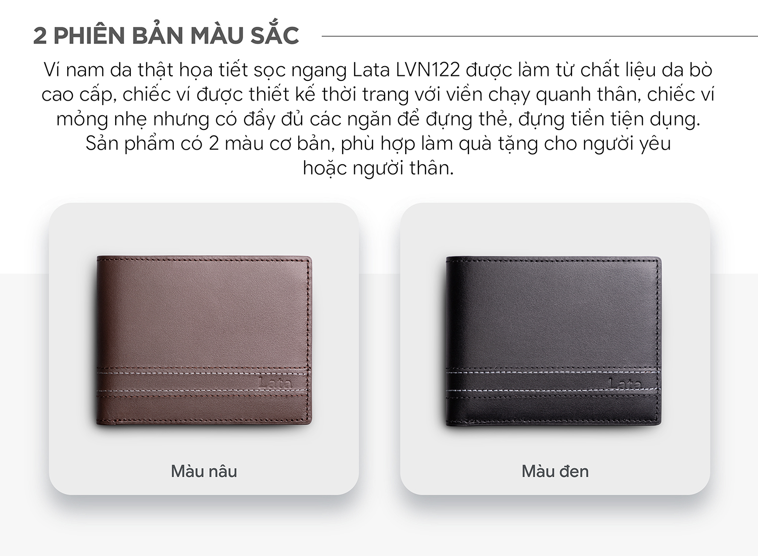 Ví nam da thật họa tiết sọc ngang Lata LVN122