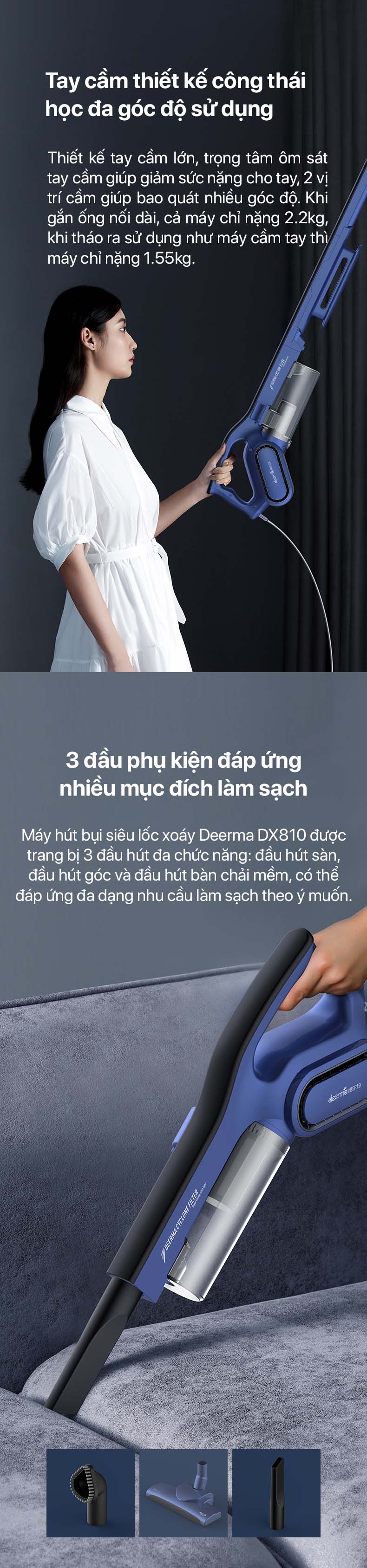 Máy hút bụi cầm tay siêu lốc xoáy Deerma DX810