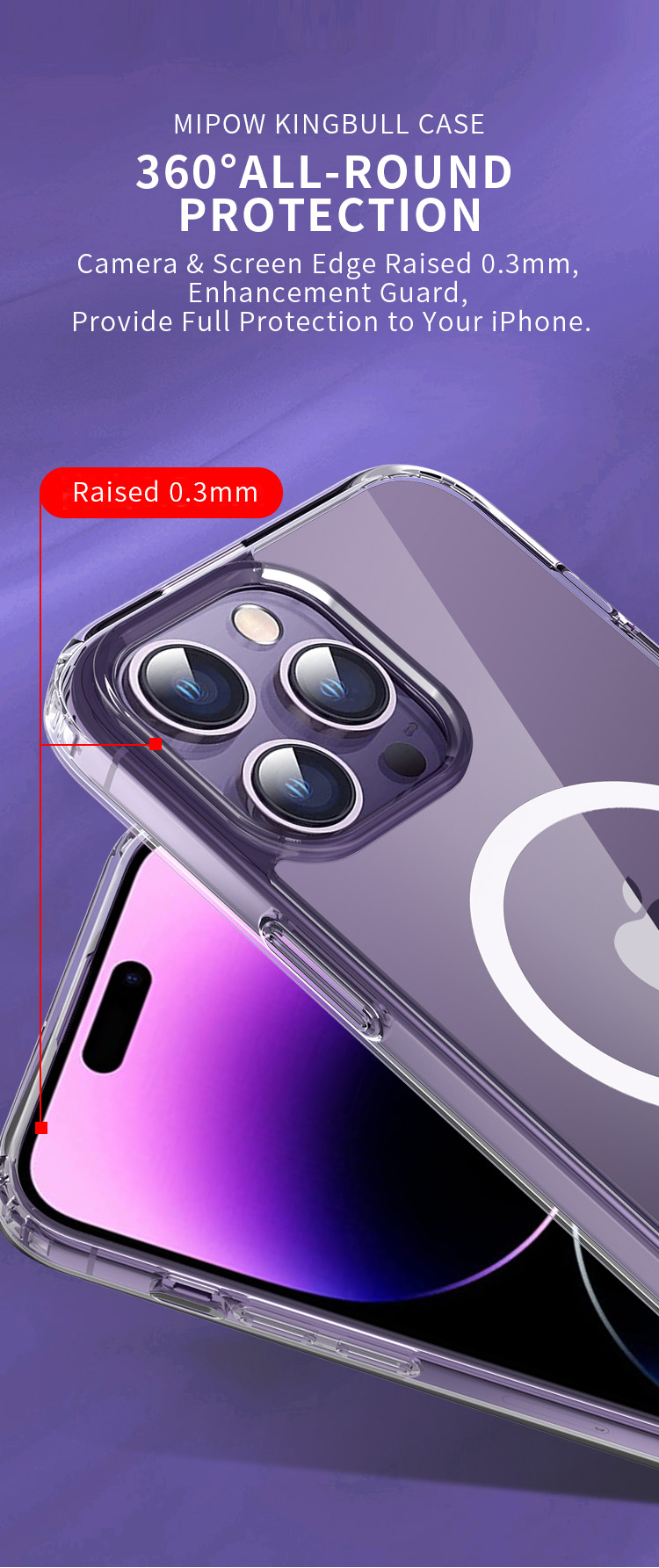 Ốp Lưng Trong Suốt Sạc Từ Tính cho iPhone 16 Pro/ 16 Pro Max/ 16/ 16 Plus/ iphone 17/ 17 air/ 17 pro max MIPOW MAG-SAFE TRANSPARENT CASE, chống ố vàng_ Hàng chính hãng