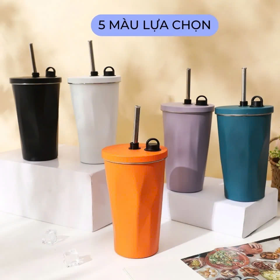 Ly Giữ Nhiệt 600ML inox 304 Thời Trang Sang Trọng Cao Cấp Có Kèm Theo Ống Hút - Hàng chính hãng