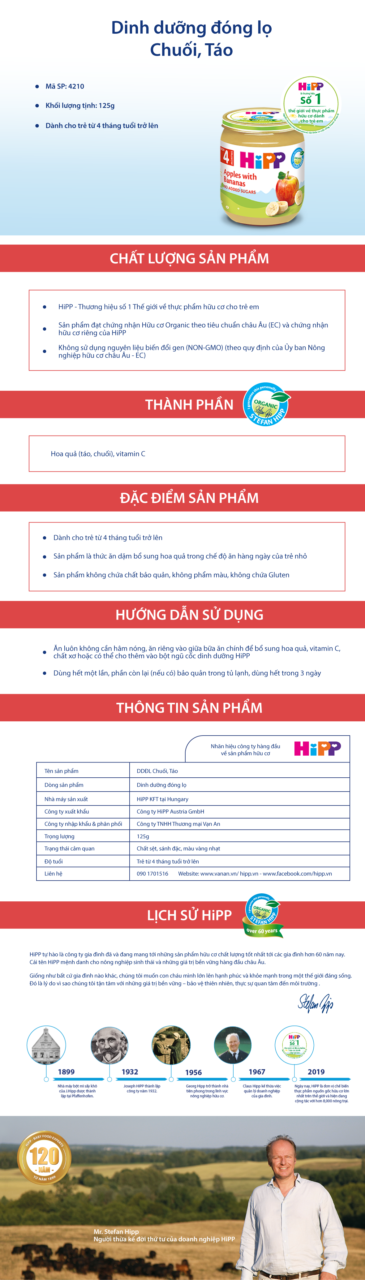 Dinh Dưỡng Đóng Lọ Chuối, Táo HiPP 125g - 4210