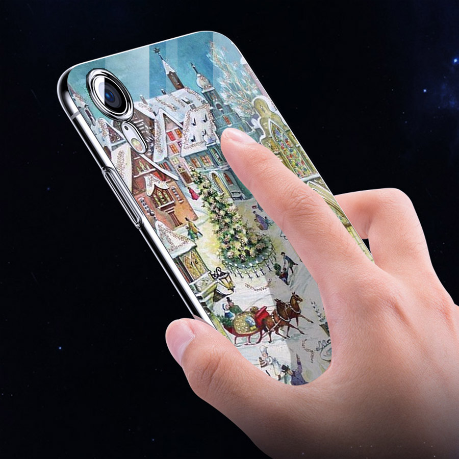 Ốp điện thoại kính cường lực cho máy iPhone XS MAX - giáng sinh đầm ấm MS GSDA002