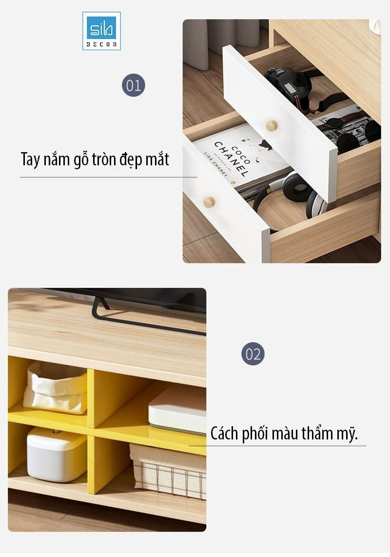 Bộ Kệ Tivi Và Bàn Trà Hiện Đại, Tối Giản Cho Phòng Khách, Phòng Ngủ SIB Decor TV06