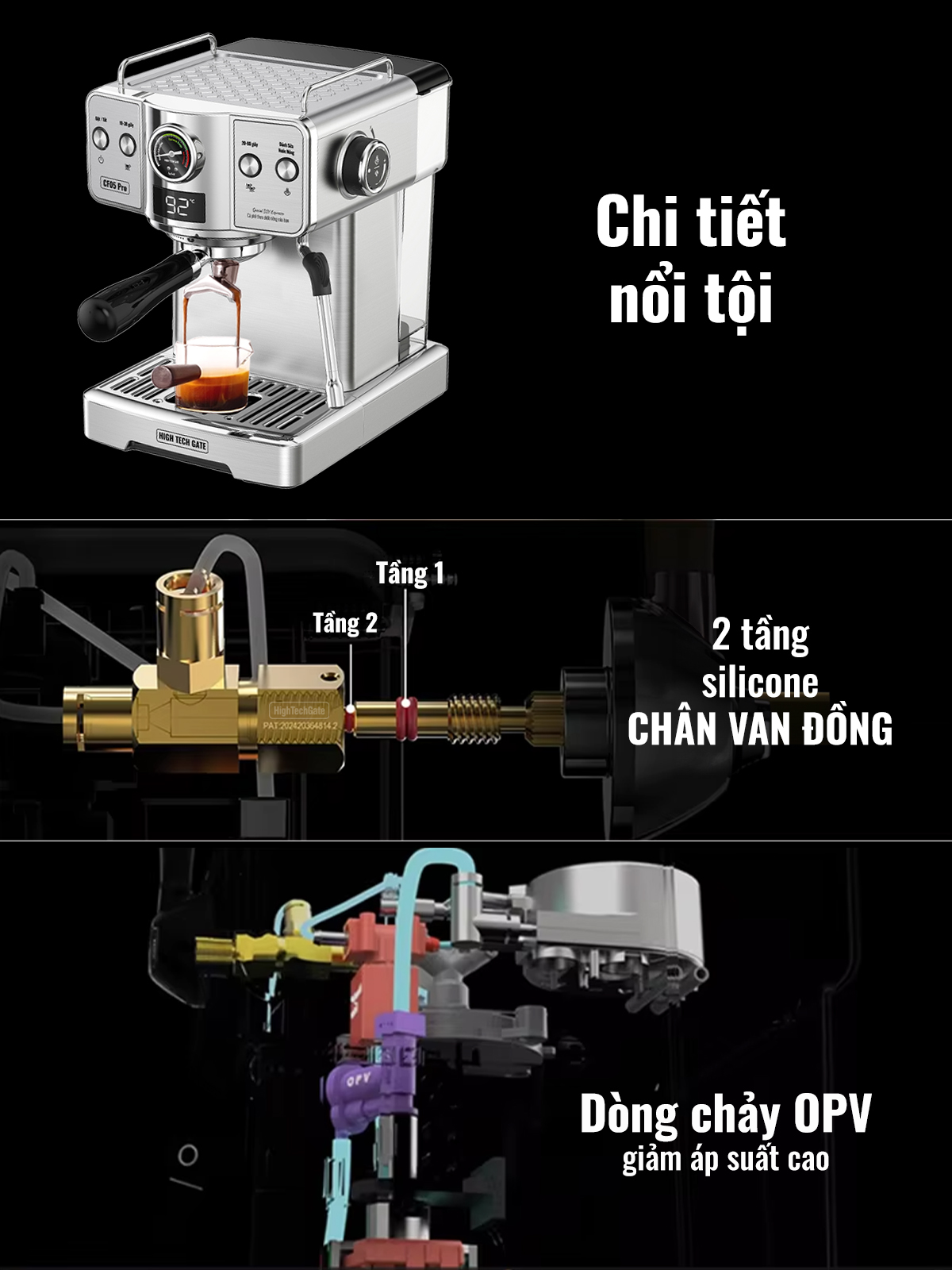 Máy pha cà phê espresso CF05 PRO chuyên nghiệp toàn diện DIY, giảm áp tự động an toàn nâng cấp, Hàng Chính Hãng