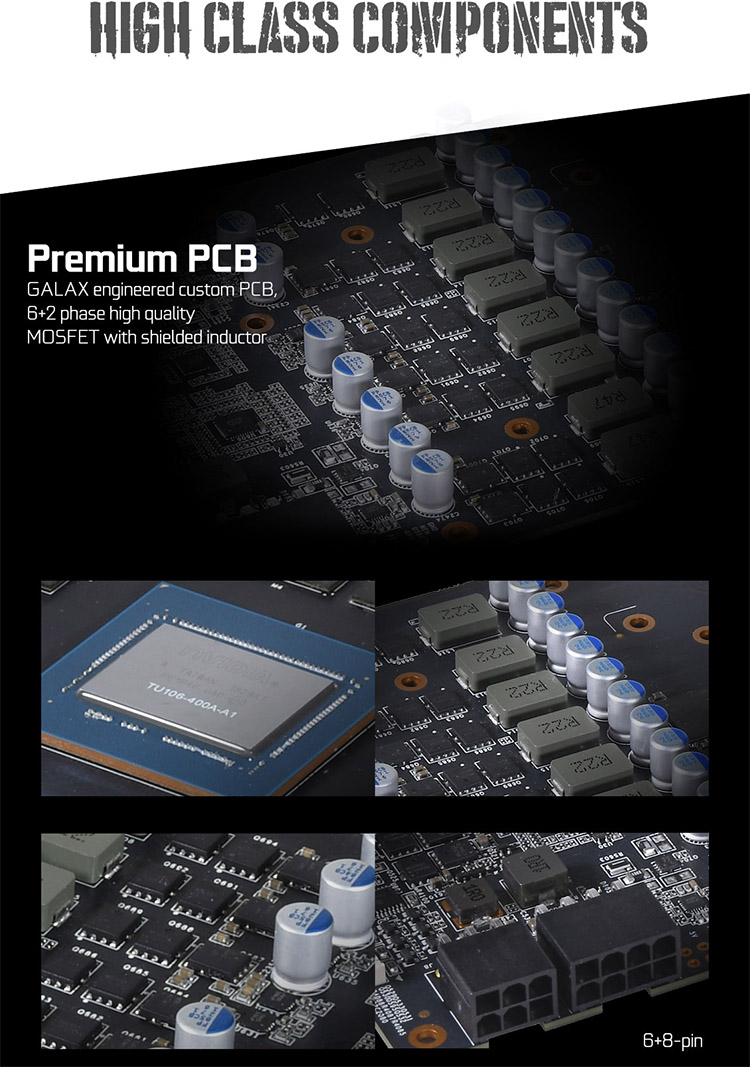 Card Màn Hình VGA Galax GeForce RTX 2070 EX 1 Click OC 8GB GDDR6 27NSL6MPX2VE 256bit 2 Fan HDMI - Hàng Chính Hãng