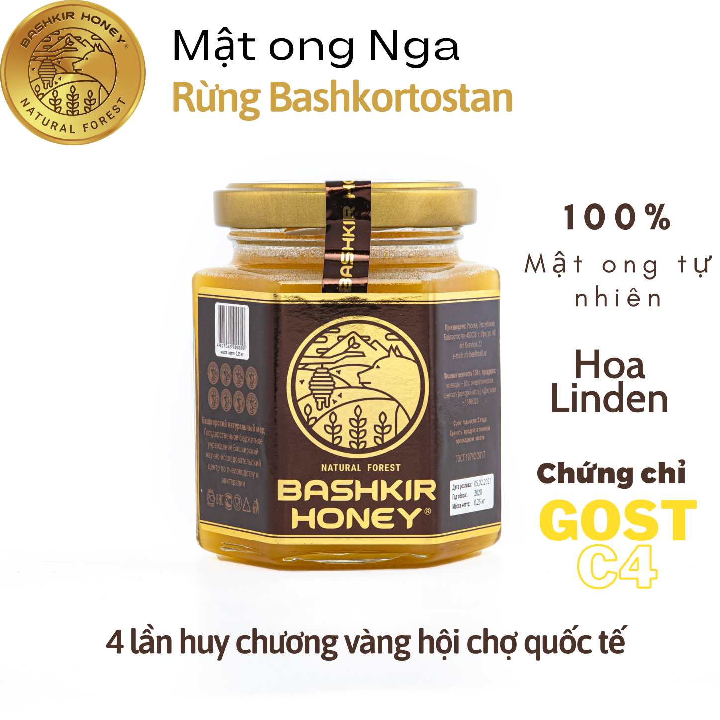 Mật ong nguyên chất tự nhiên BASHKIR HONEY cao cấp từ Nga - 1 Lọ 1