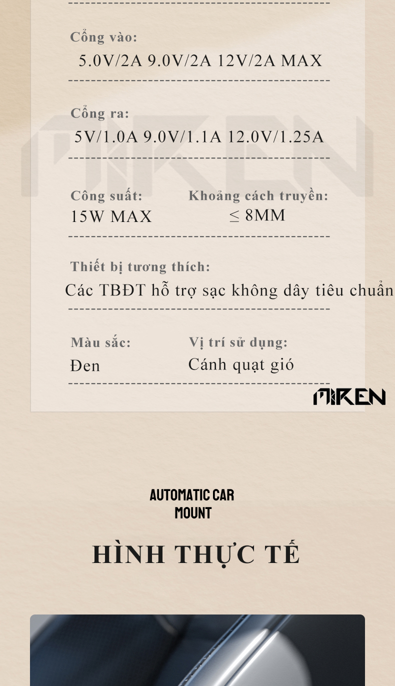 Giá Đỡ Điện Thoại Ô Tô Xe Hơi Cảm Ứng - Hỗ Trợ Sạc Không Dây Qi – Xoay Chuyển Góc Độ Ngang Dọc Kẹp Cánh Điều Hòa Hoặc Dùng Đế Hít Kèm Theo – Hàng Chính Hãng