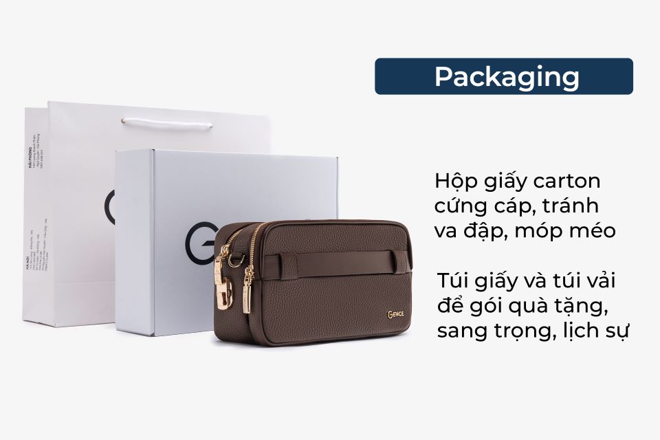 Ví Da Cầm Tay Clutch Nam Chính Hãng GENCE RB09 Da Bò Khóa Vân Tay Cao Cấp Màu Nâu