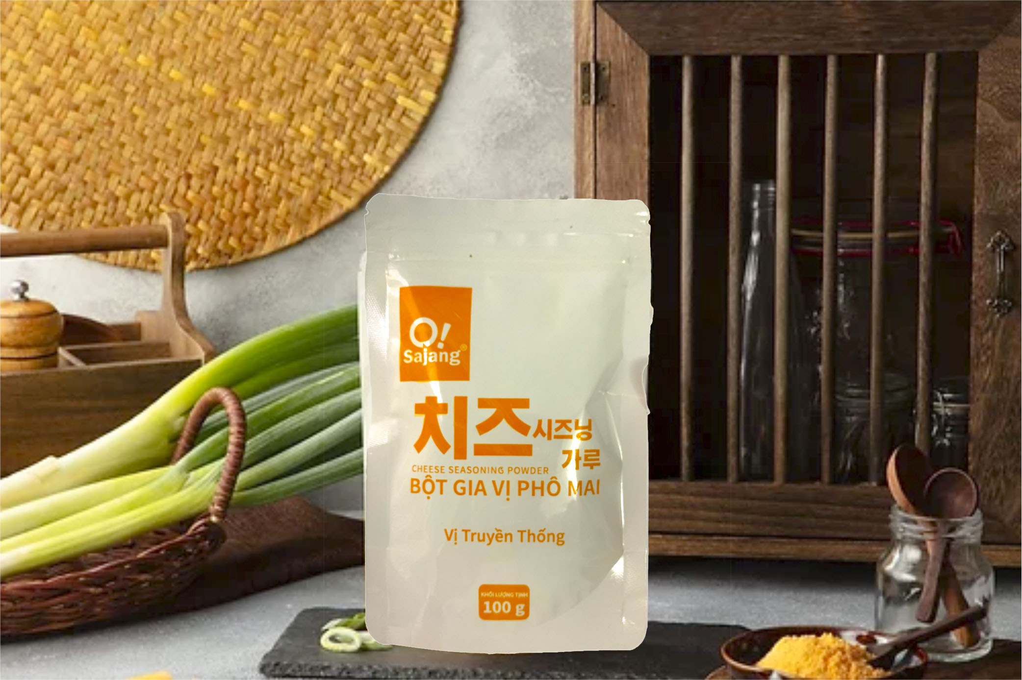 Bột gia vị Phô mai O!Sajang loại 100g - Dùng lắc bánh gạo, lắc khoai lang, khoai tây