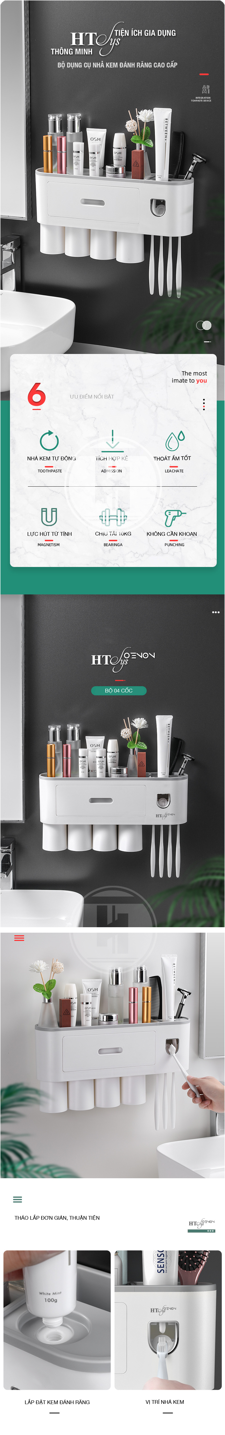 BỘ DỤNG CỤ NHẢ KEM ĐÁNH RĂNG 4 CỐC HT SYS-OENON