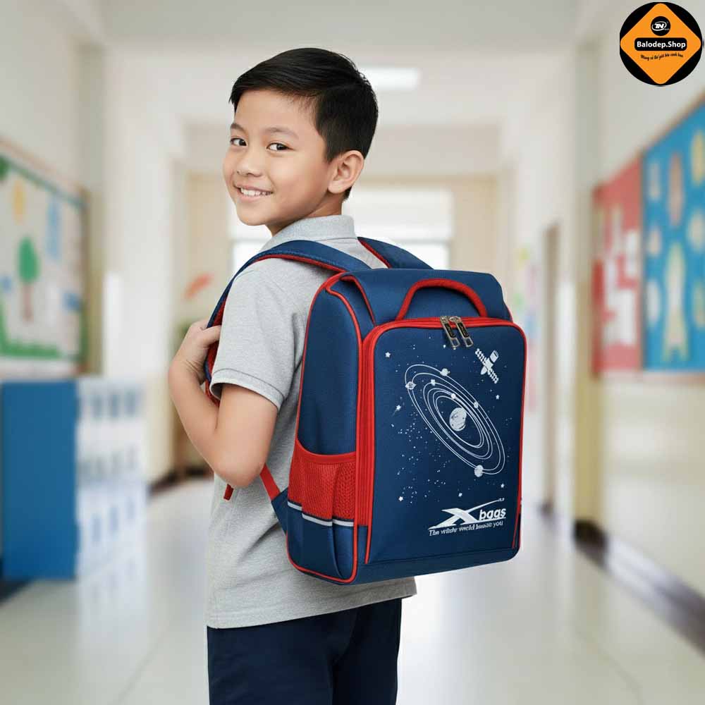 Balo Học Sinh Chống Gù Lưng Cao Cấp Cho Bé Tiểu Học, Xbags Universe XB3102, Nhiều Ngăn Tiện Dụng, Chống Thấm Nước, Màu Đỏ Cá Tính!