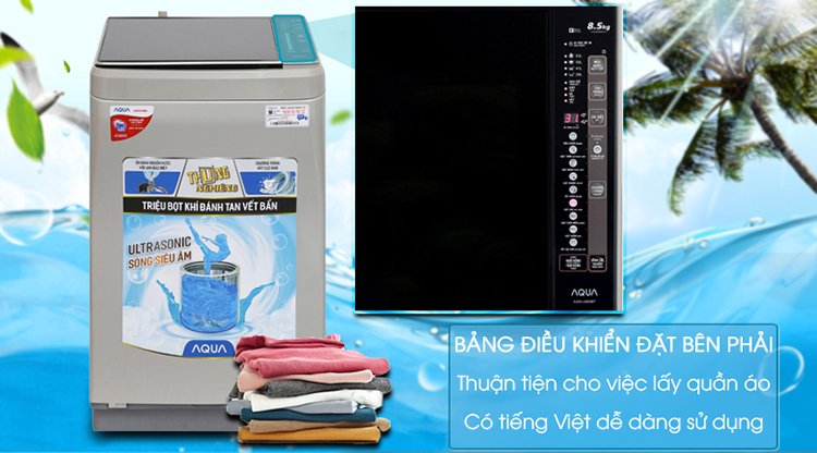 Máy giặt cửa trên Aqua AQW-U850BT-S (8.5kg) - Hàng Chính Hãng