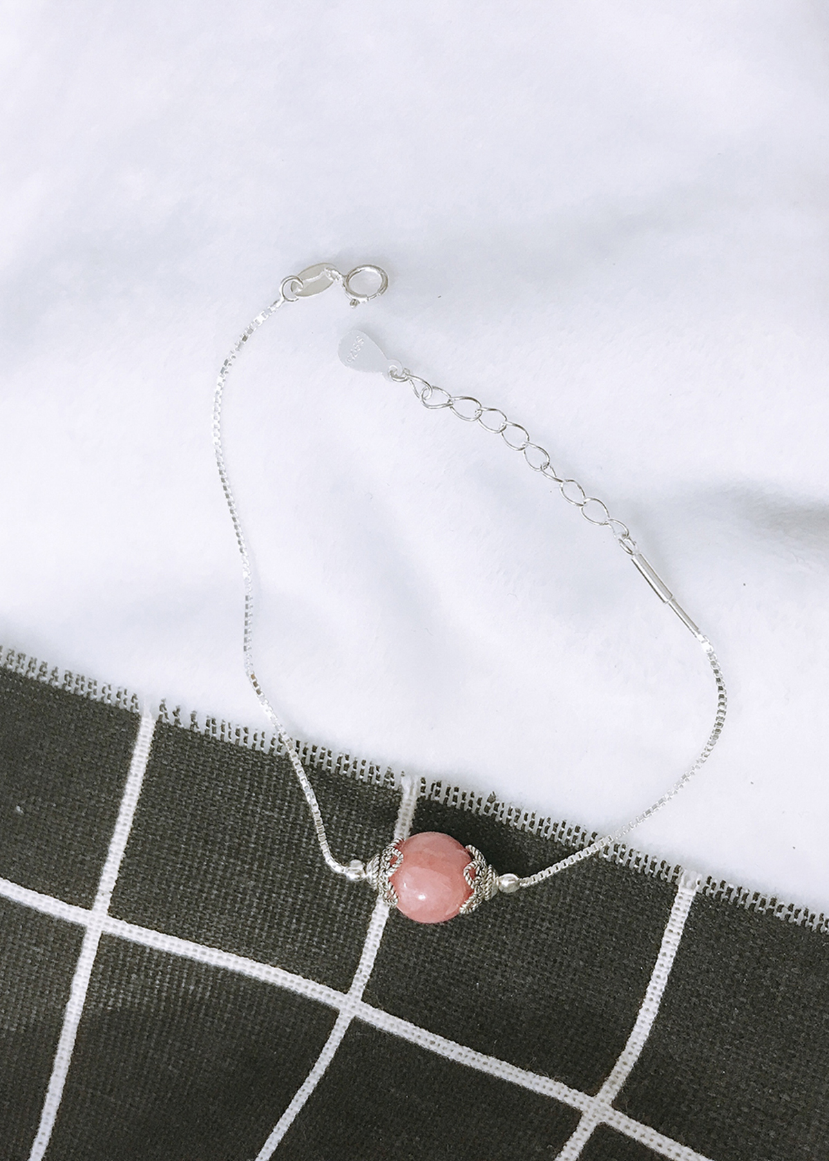 Lắc tay bạc đá đào hoa mệnh hỏa , thổ - Ngọc Quý Gemstones