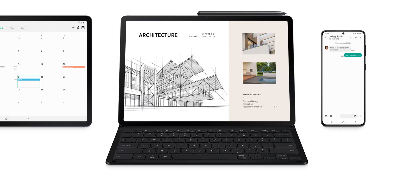 Bao Da kèm bàn phím Galaxy Tab S7 Plus  / S8 Plus và S7 FE (12.4 in) Book Cover Keyboard Slim (EF-DT730) - Hàng Chính Hãng