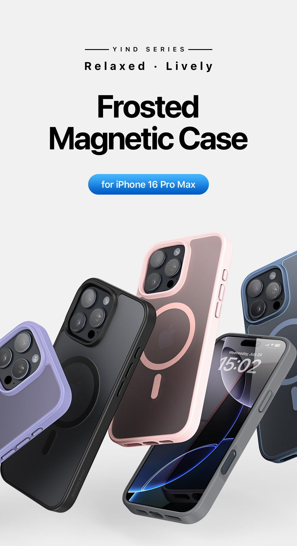 Ốp Lưng Sạc Từ Tính cho iPhone 16 Pro/ 16 Pro Max/ iphone 16/ 16 Plus Dux Ducis Yind Series, chống sốc, chống vân tay_ Hàng chính hãng