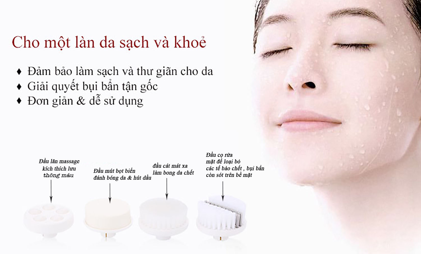 Máy rửa mặt mát xa 4 trong 1 phong cách Hàn Quốc Minigood Cleaning Waterproof Brush DMCTB30