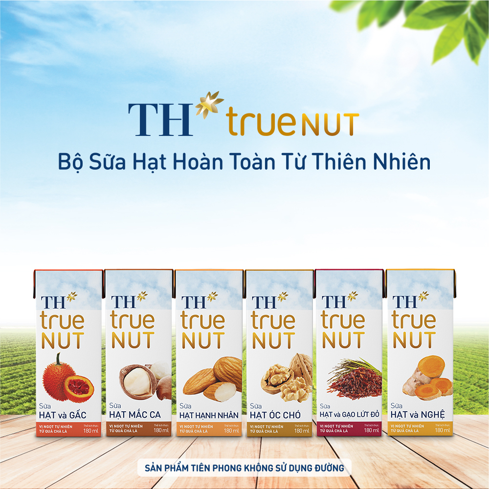 4 Lốc sữa hạt và gạo lứt đỏ TH True Nut 180ml (180ml x 4 hộp)