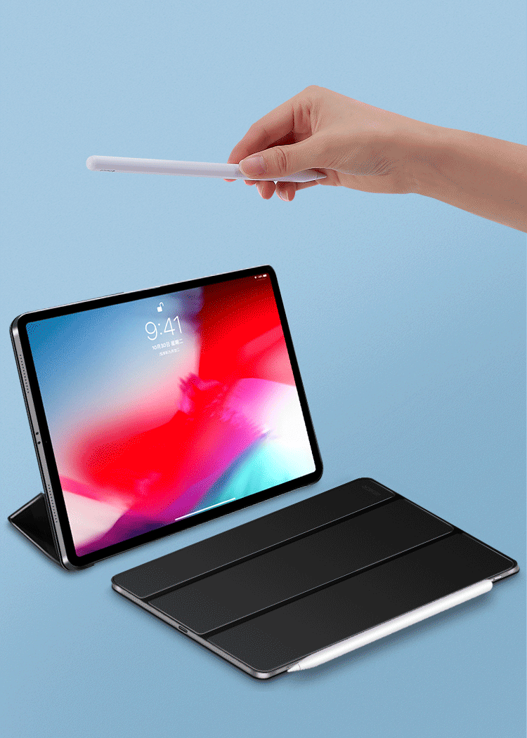 Essence (ESR) Apple iPad Pro11 Cover [2018 Edition] Full Screen Cover Smart Magnetic Double-sided Clip Lightweight Drop-proof Tri-Fold Leather Case Yue Color Series Mystery Black