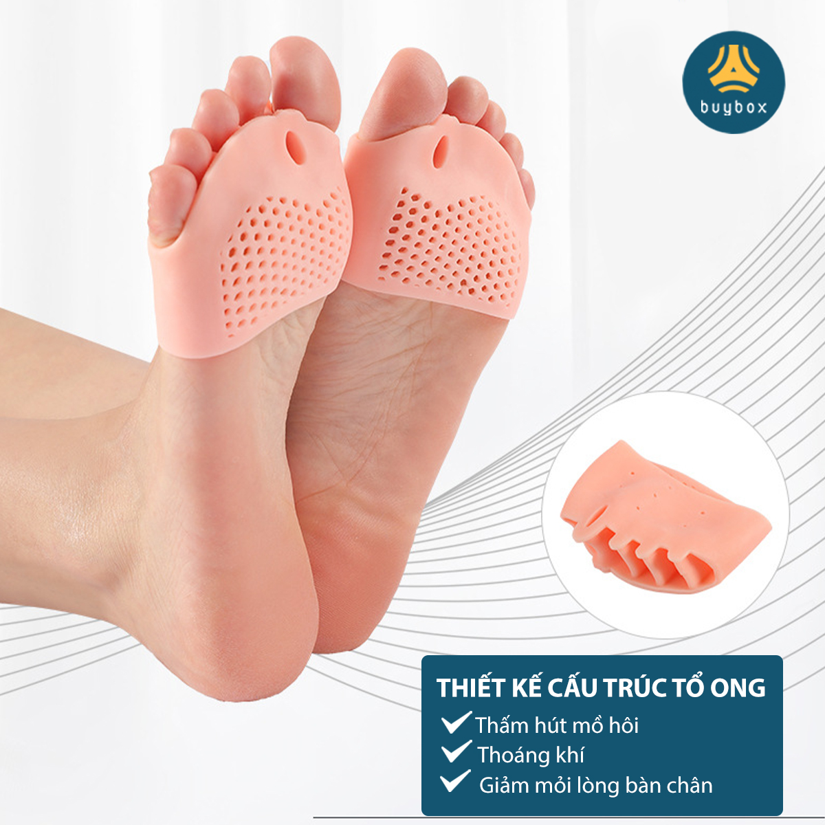 Combo 2 cặp dụng cụ chỉnh hình ngón chân cái bị vẹo Hallux Valgus chất liệu nhựa PC, vớ siliconesilicone tổ ong - Buybox