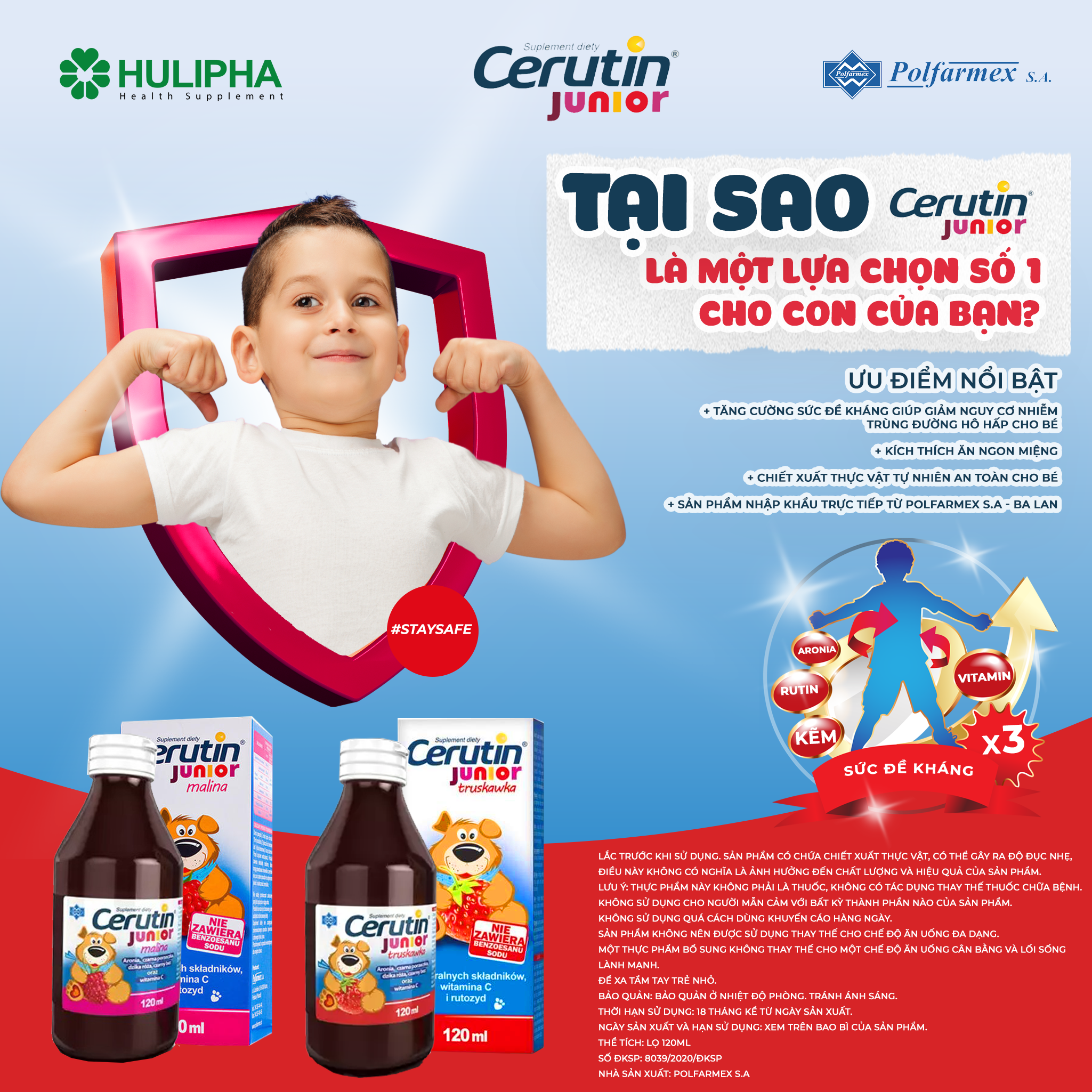 siro cerutin junior raspberry flavor (mâm xôi) tăng sức đề kháng hô hấp, trẻ biếng ăn, thành phần tự nhiên dành cho bé - lọ 120 ml 3