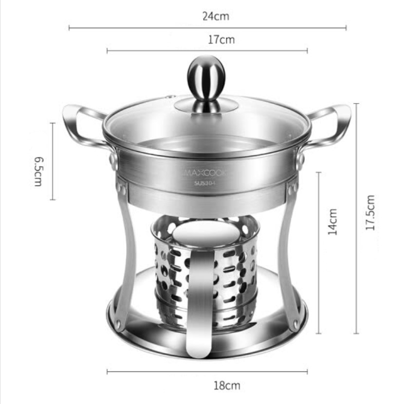 Bộ Nồi Lẩu Inox Bếp Cồn Maxcook MCT762